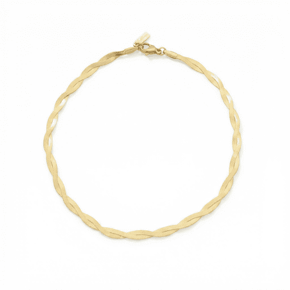 Pompeii Amina Anklet 18k Gold Plated 10" 6mm Total Width Herringbone Chain (,)