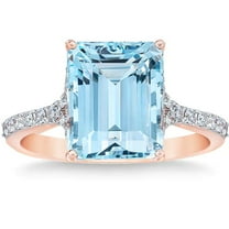 Pompeii Aquamarine (11x9mm) & Diamond 14k Rose Gold Ring (G/H,I1-I2)