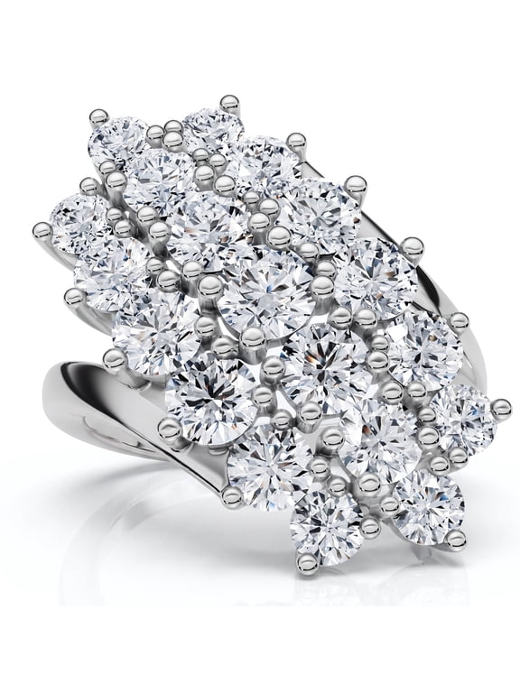 Pompeii Astra 2Ct Diamond Cluster Cocktail Waterfall Women's Ring 10K Gold Lab Grown