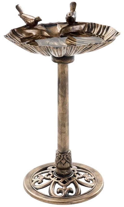Bronze Colored Plastic Bird Bath with Stand and Stake