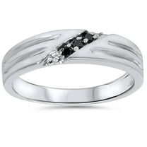 Pompeii Black Diamond Mens Wedding Band Ring 14k White Gold (Black,AAA)
