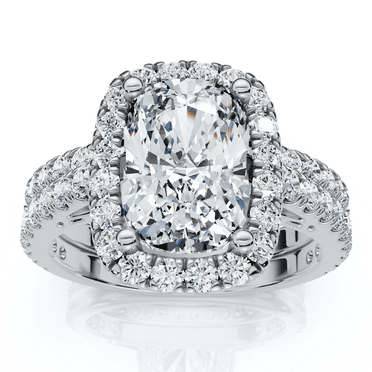 Pompeii Ceritified 2.90Ct Cushion Diamond Engagement Ring Set 14k Gold or Pt Lab Grown