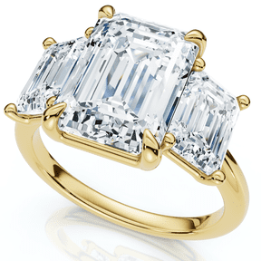 Pompeii Cert. 5Ct Emerald Cut Diamond Engagement Ring 3-Stone 14k Gold or Pt Lab Grown