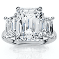 thumbnail image 1 of Pompeii Cert. 5Ct Emerald Cut Diamond Engagement Ring 3-Stone 14k Gold or Pt Lab Grown, 1 of 7