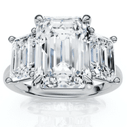 POMPEII3 Pompeii Cert. 5Ct Emerald Cut Diamond Engagement Ring 3-Stone 14k Gold or Pt Lab Grown