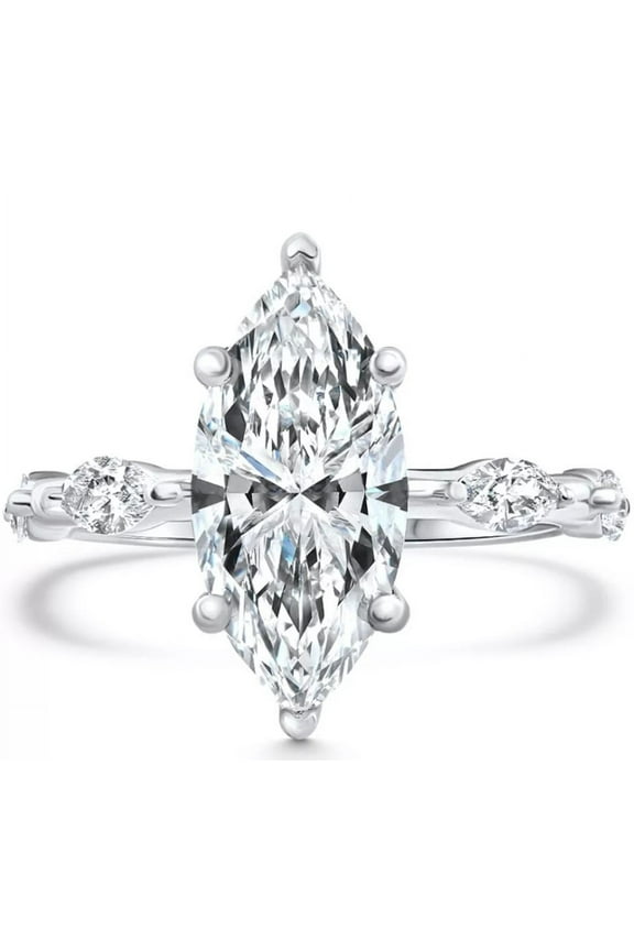 Pompeii Certified 1 1/2 - 7 1/2Ct Marquise Diamond Engagement Ring 14k Gold Lab Grown