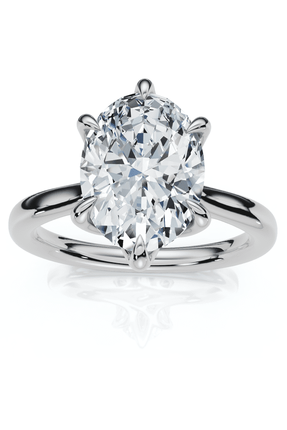 Pompeii Certified 1 1/2Ct Oval Diamond Solitaire Engagement Ring 14k White Gold Lab Grown