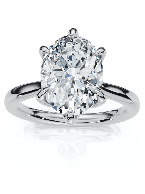 Pompeii Certified 1 1/2Ct Oval Diamond Solitaire Engagement Ring 14k White Gold Lab Grown