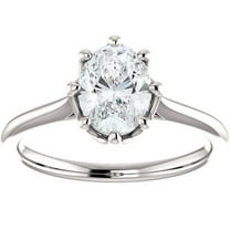 Pompeii Certified 1 1/2Ct Oval Diamond Solitaire Engagement Ring 14k White Gold Lab Grown