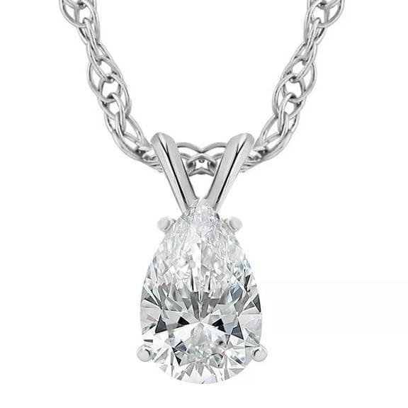 Pompeii 1/2Ct Pear Solitaire Diamond Pendant Necklace 14k Gold (E-F,VS2-SI1) (E/F,VS2-SI1)