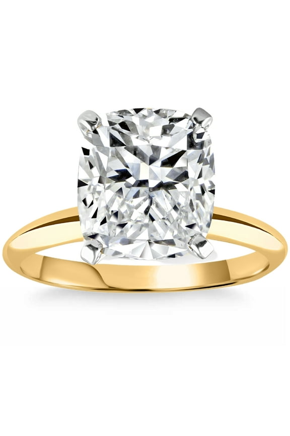 Pompeii Certified 1 - 5 Ct Cushion Solitaire Diamond Engagement Ring 14k Gold Lab Grown