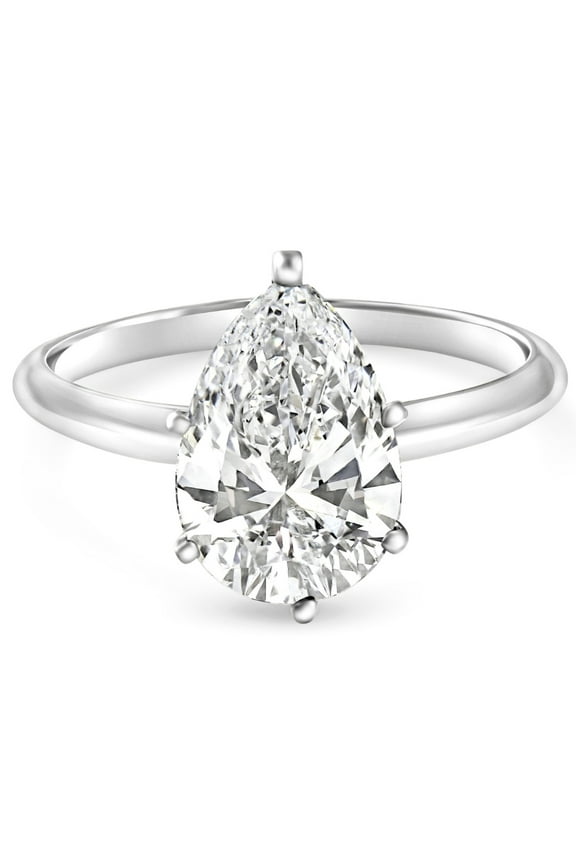 Pompeii Certified 1.50Ct Pear Shape Diamond Solitaire Engagement Ring 14k Gold Lab Grown