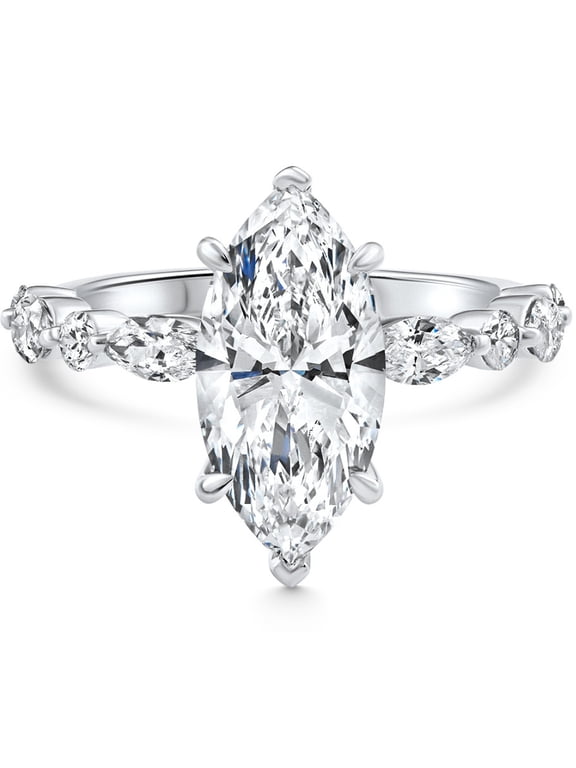 Pompeii Certified 1.75-5.75Ct Marquise Diamond Engagement Ring 14k or Platinum Lab Grown