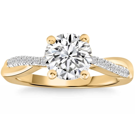 Pompeii Certified 1.79Ct Diamond Ring Yellow Gold Lab Grown Twist Vine Band (F,VS1)