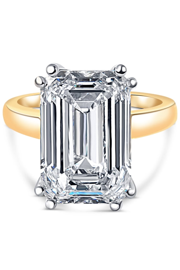 Pompeii Certified 10.05CT Emerald Cut Solitaire Diamond Engagement Ring 14k Gold Lab Grown