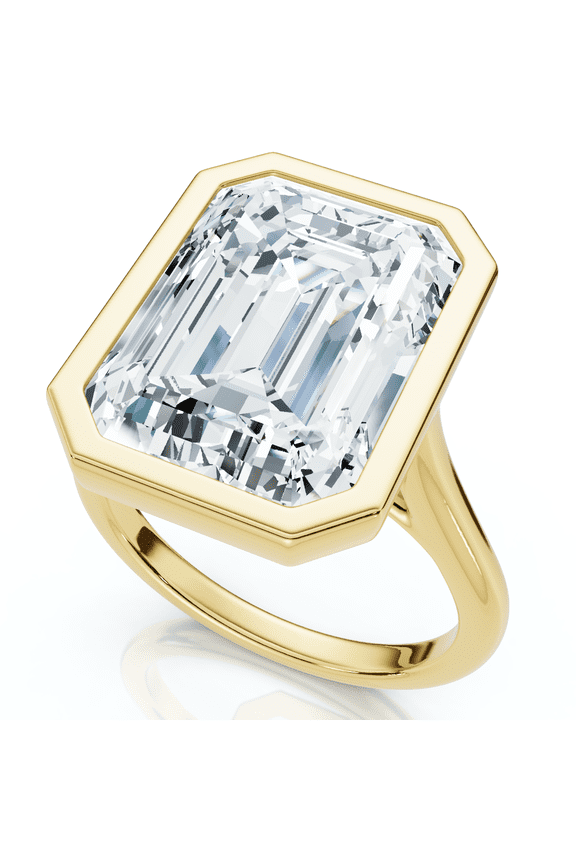 Pompeii Certified 10 Ct Emerald Cut Bezel Diamond Engagement Ring 14k or Pt Lab Grown