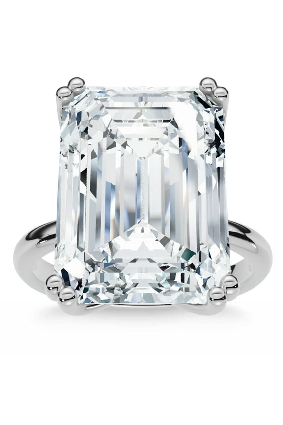 Pompeii Certified 10Ct Emerald Cut Diamond Solitaire Engagement Ring 14k Gold Lab Grown