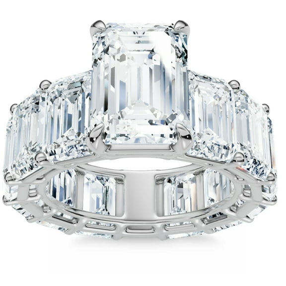 Pompeii Certified 15.50Ct Emerald Cut Diamond Engagement Ring 14k Gold Lab Grown
