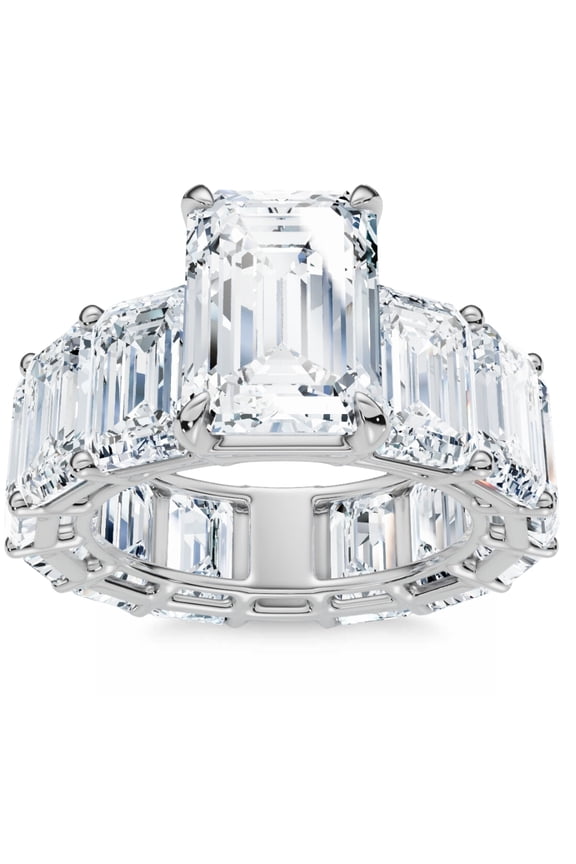 Pompeii Certified 15.50Ct Emerald Cut Diamond Engagement Ring 14k Gold Lab Grown