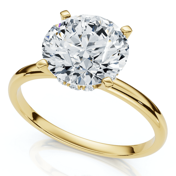 Pompeii Certified 2 1/10Ct Hidden Halo Diamond Engagement Ring 14k Gold or Pt Lab Grown