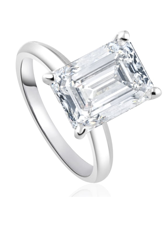 Pompeii Certified 2 1/2 - 6Ct Emerald Cut Diamond Engagement Ring 14k Gold Lab Grown