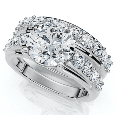 Pompeii Certified 2 1/2Ct Diamond Engagement Wedding Ring Set 14k Gold Lab Grown