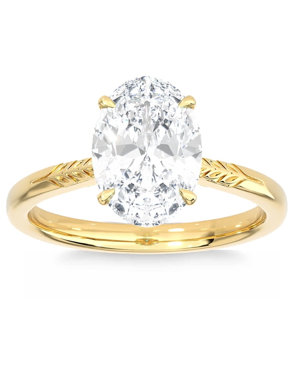 Pompeii Certified 2 1/2Ct Oval Solitaire Diamond Engagement Ring in 14k Gold Lab Grown