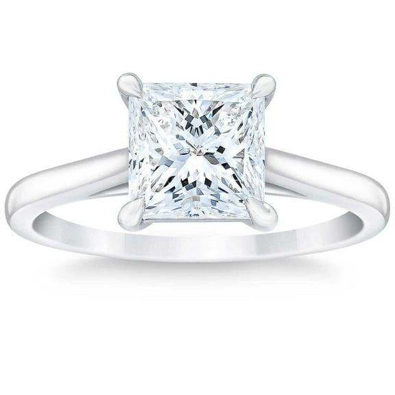 Pompeii Certified 2 1/2Ct Princess Cut Diamond Engagement Ring 14k White Gold Lab Grown