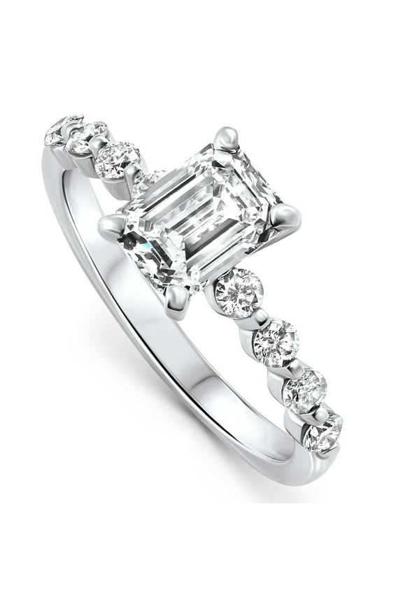 Pompeii Certified 2 1/3Ct Emerald Cut Diamond Engagement Ring 14k Gold Lab Grown