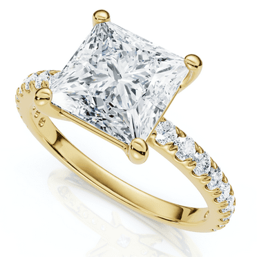 Pompeii Certified 2 1/3Ct Princess Cut Diamond Engagement Ring 14k Gold or Pt Lab Grown