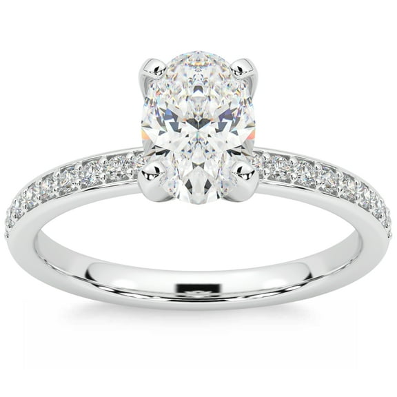 Pompeii Certified 2 1/4Ct Oval Diamond Engagement Ring 14k Gold Lab Grown (G,VS2-SI1)
