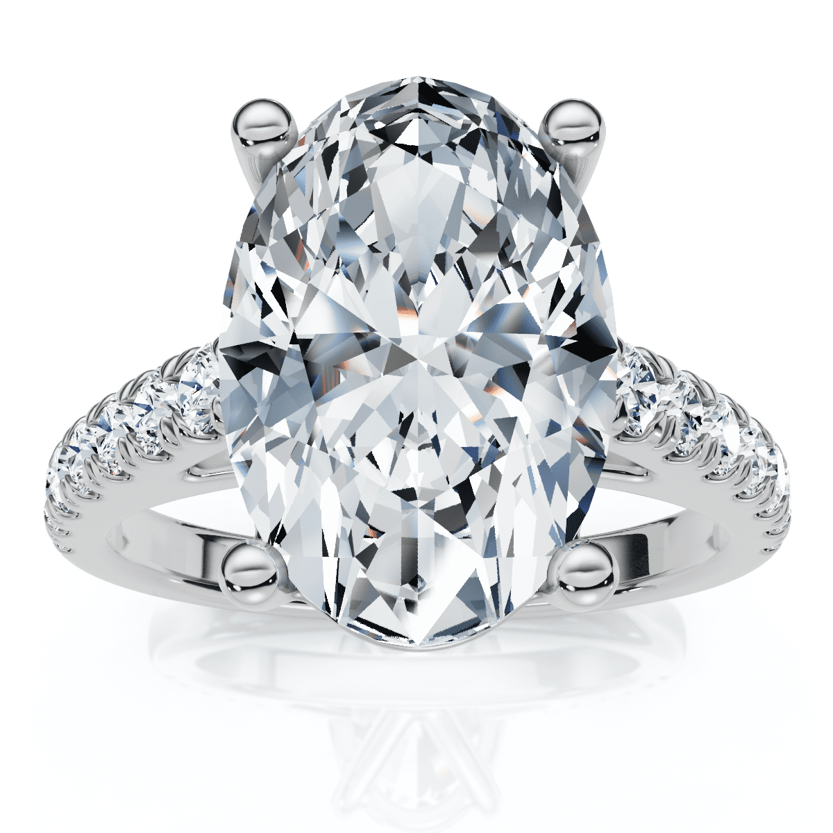 Pompeii Certified 2 3/4Ct Oval Accent Diamond Engagement Ring 14k Gold ...