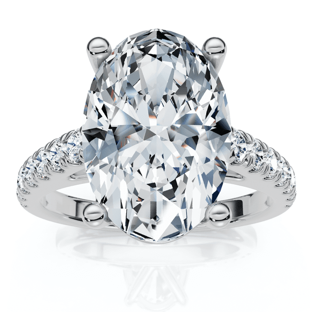 Pompeii Certified 2 3/4Ct Oval Accent Diamond Engagement Ring 14k Gold ...