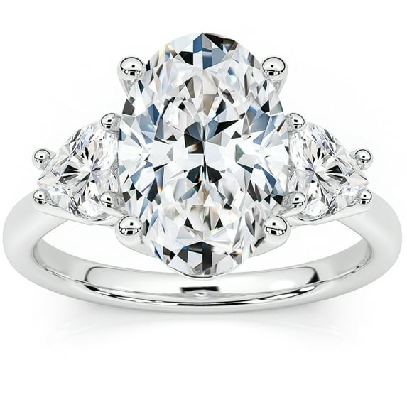 Pompeii Certified 2 3/4Ct Oval & Heart Shape Diamond Engagement Ring Lab Grown 14k Gold