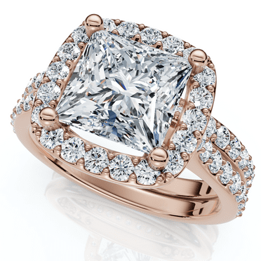 Pompeii Certified 2 3/4Ct Princess Cut Diamond Engagement Wedding Ring Set 14k Lab Grown