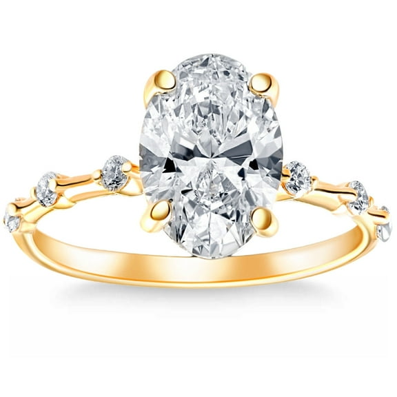Pompeii Certified 2 3/4Ct TW Oval Diamond Engagement Ring Lab Grown 14k Gold (G/H,VS2-SI1)