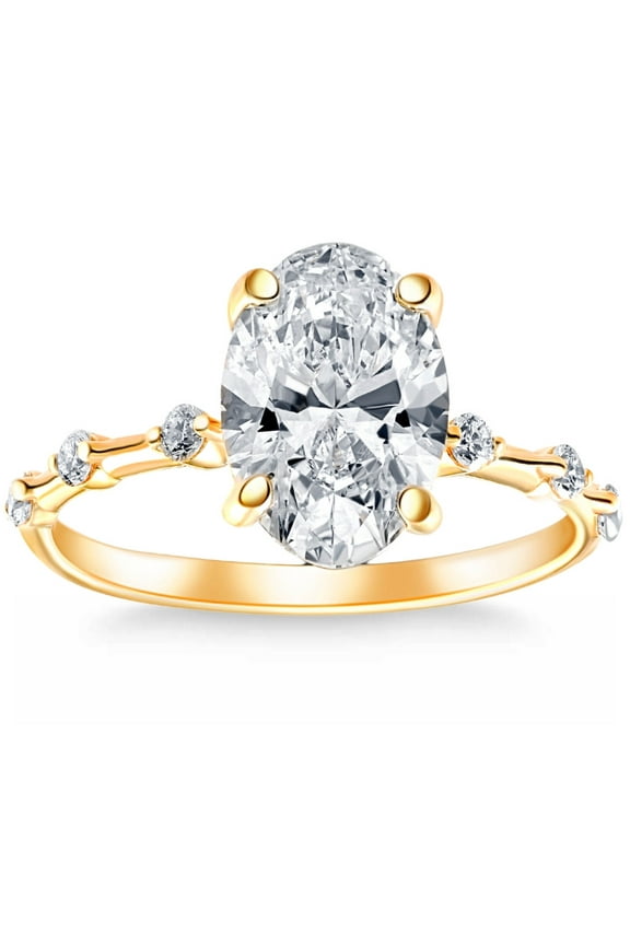 Pompeii Certified 2 3/4Ct TW Oval Diamond Engagement Ring Lab Grown 14k Gold (G/H,VS2-SI1)