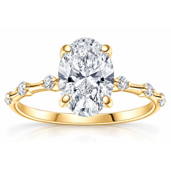 Pompeii Certified 2 3/4Ct TW Oval Diamond Engagement Ring Lab Grown 14k Gold (G/H,VS2-SI1)