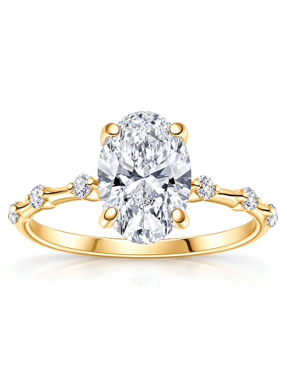 Pompeii Certified 2 3/4Ct TW Oval Diamond Engagement Ring Lab Grown 14k Gold (G/H,VS2-SI1)