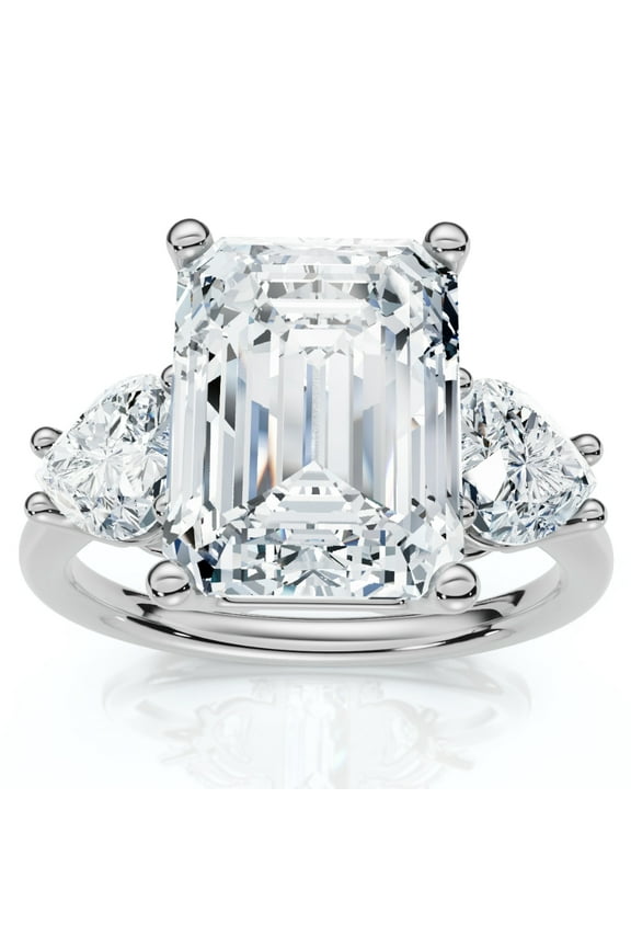 Pompeii Certified 2.50 - 5.50Ct Emerald & Heart Shape Diamond Engagement Ring 14k Gold Lab