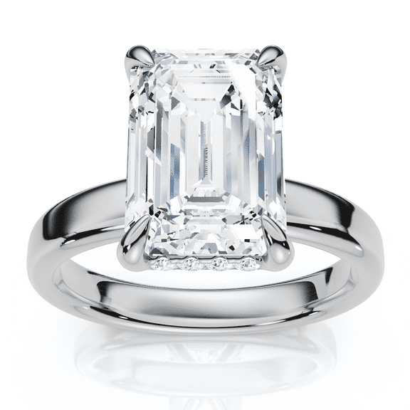 Pompeii Certified 2.60Ct Emerald Cut Hidden Halo Diamond Engagement Ring Gold Lab Grown