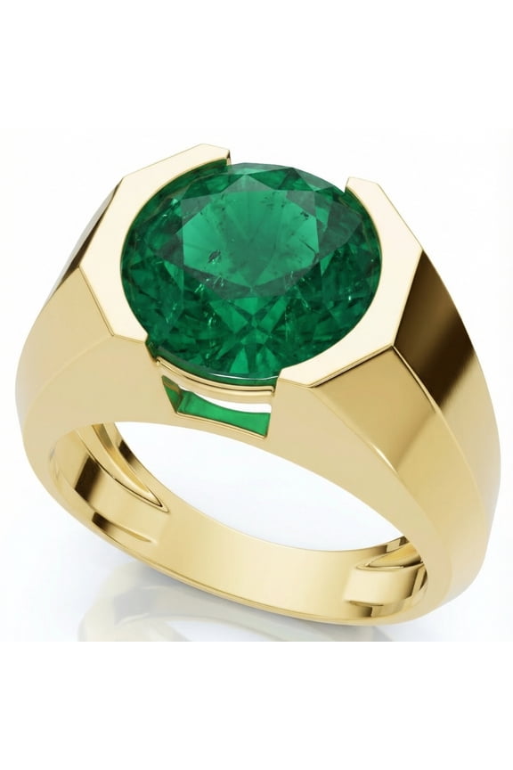 Pompeii Certified 2.69Ct 9mm Emerald Solitaire Elon Ring 14k Gold Lab Grown (,)