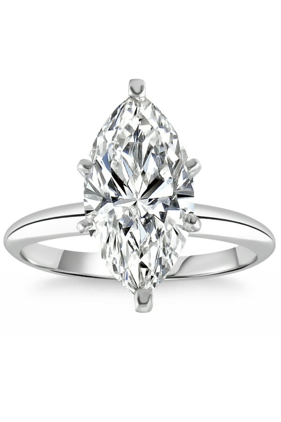 Pompeii Certified 2 - 6Ct Marquise Solitaire Diamond Engagement Ring 14k Gold Lab Grown