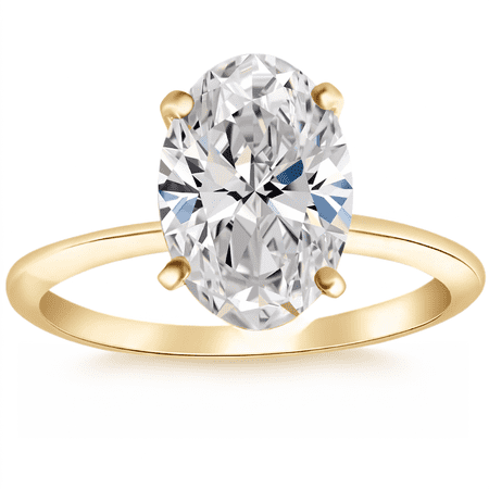 Pompeii Certified 2Ct Oval Diamond Solitaire Thin Engagement Ring Gold Lab Grown