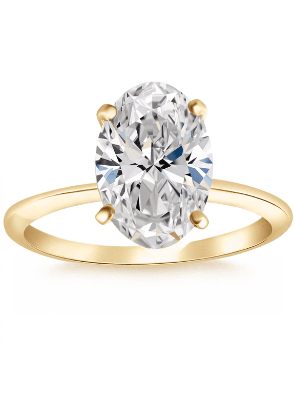 Pompeii Certified 2Ct Oval Diamond Solitaire Thin Engagement Ring Gold Lab Grown