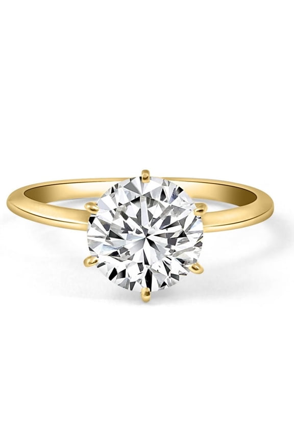 Pompeii Certified 2CT Lab Grown Diamond Solitaire Engagement Ring 14k Yellow Gold (E,VVS2)