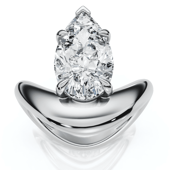 Pompeii Certified 2Ct Minali Curved Pear Diamond Engagement Ring 14k Gold/Pt Lab Grown