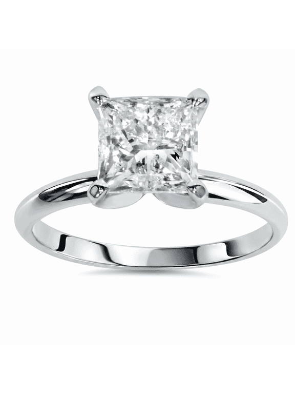 Pompeii Certified 2Ct Princess Cut Solitaire Diamond Engagement Ring 14k Gold Lab Grown