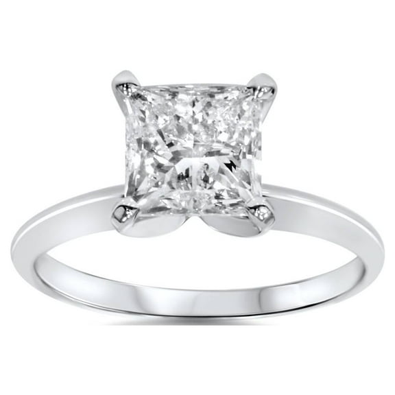 Pompeii Certified 2Ct Princess Cut Solitaire Diamond Engagement Ring 14k Gold Lab Grown