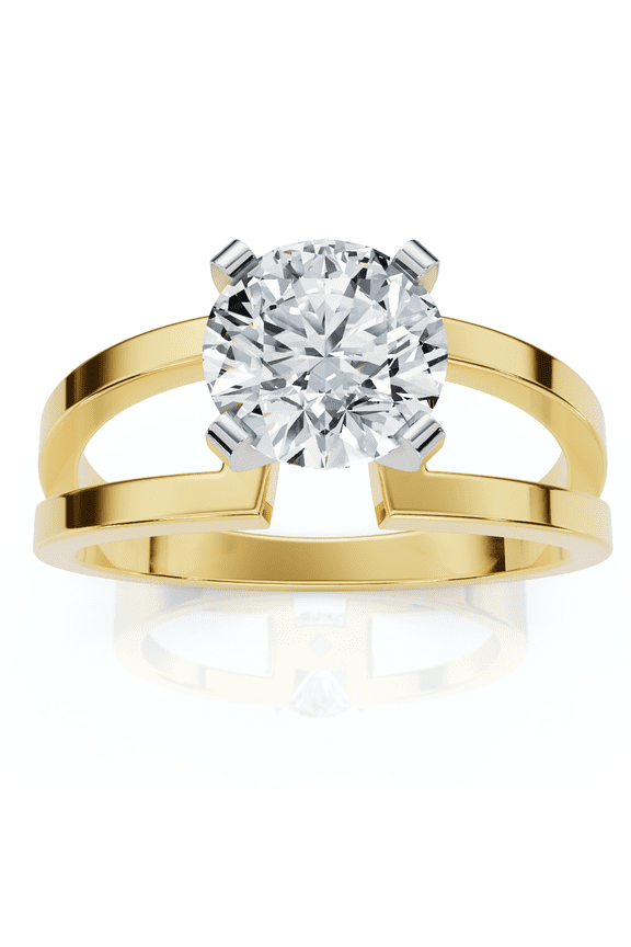 Pompeii Certified 2ct Round Solitaire Lab Grown Diamond Engagement Ring 14K Yellow Gold